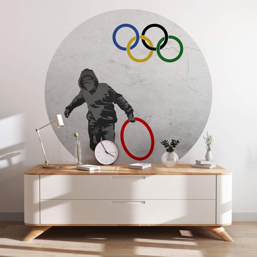 Banksy - Igrzyska Olimpijskie - Fototapeta okrągła - tapeta flizelinowa/tapeta flizelinowa samoprzyl