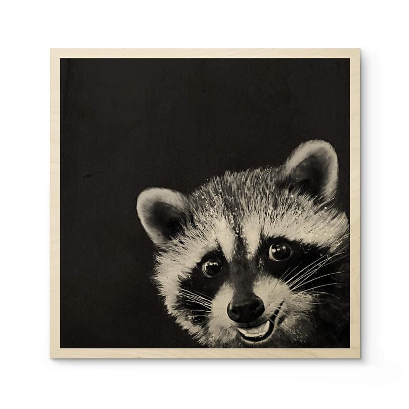 Plakat drewniany Graves - Racoon - Square