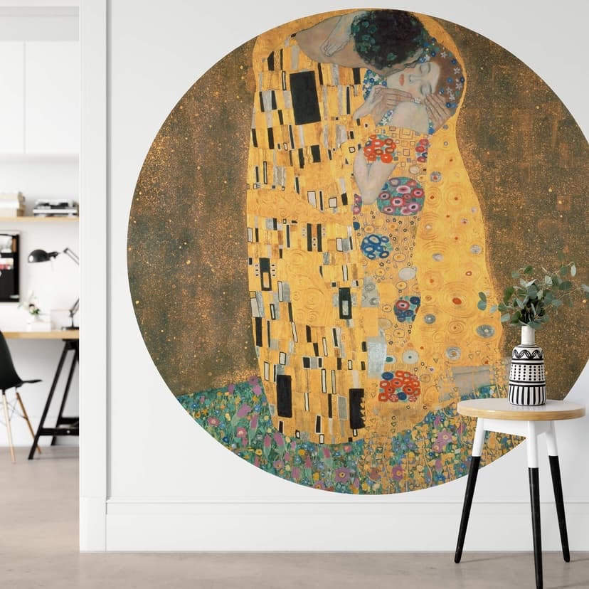 Fototapeta Klimt - Pocałunek - okrągła - tapeta flizelinowa/tapeta flizelinowa samoprzylepna