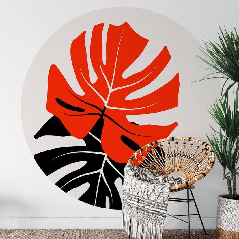Cubistika - Monstera Duet - Fototapeta na ścianę okrągła - tapeta flizelinowa/tapeta flizelinowa sam