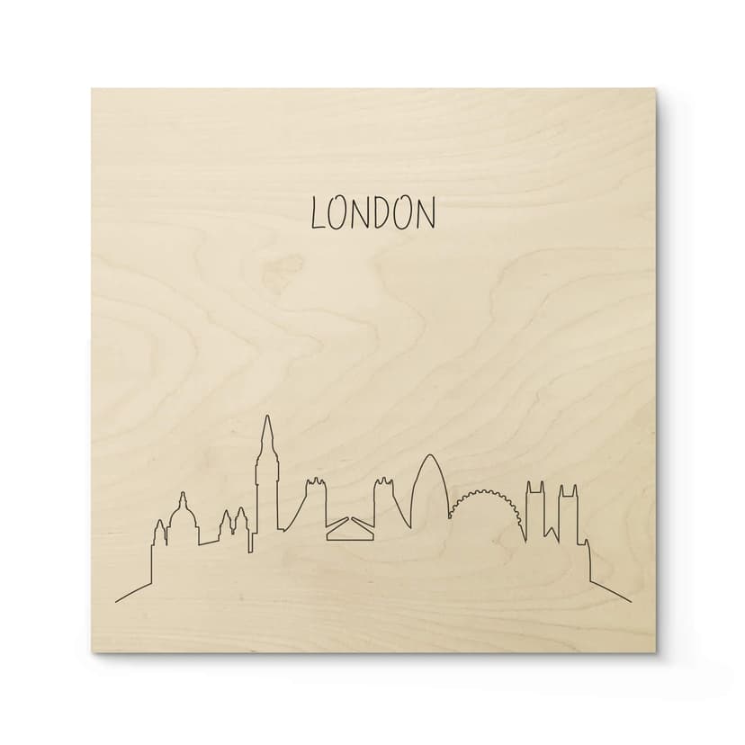 Plakat drewniany Skyline London Outline