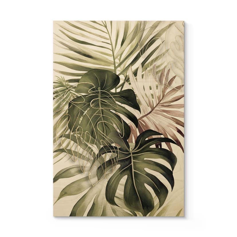 Plakat drewniany tropikalne liście boho - Haase