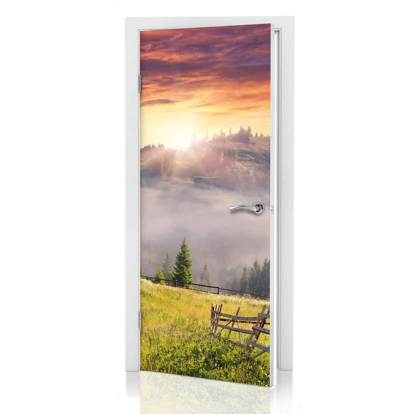 Wzór drzwi górska dolina we mgle 91x200 cm