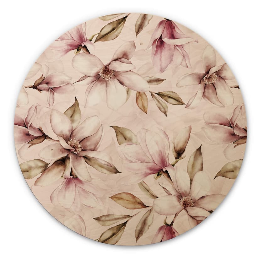 Obraz drewniany UN Designs - Soft Magnolia - Okrągły