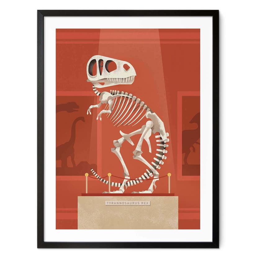 Plakat do pokoju dziecięcego - Szkielet T-Rexa - Brązowy