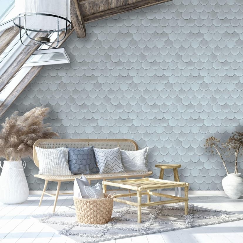 Tapeta z włókniny w kolorze niebieskim o wyglądzie 3D w stylu vintage o geometrycznym wyglądzie