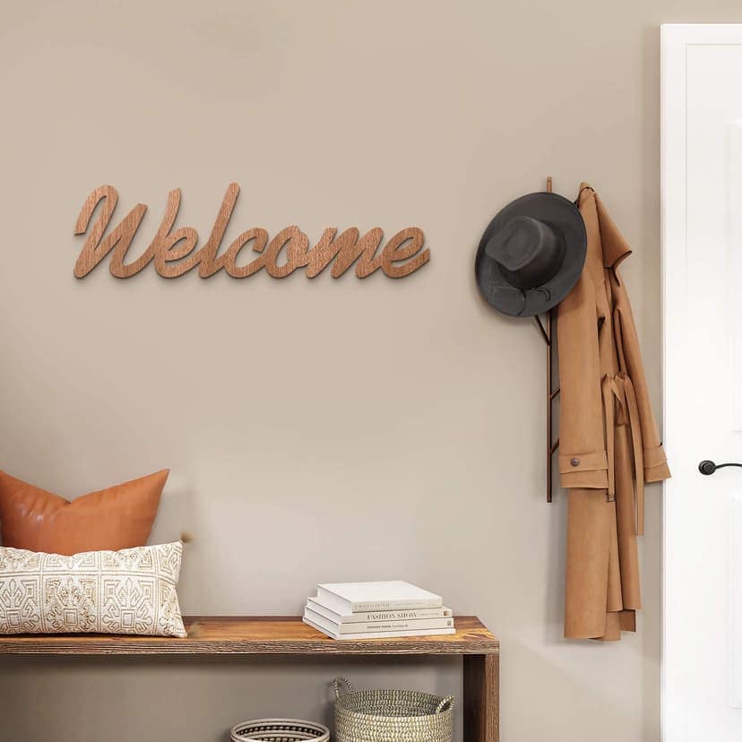 Drewniana dekoracja z napisem 3D Welcome - mahoń