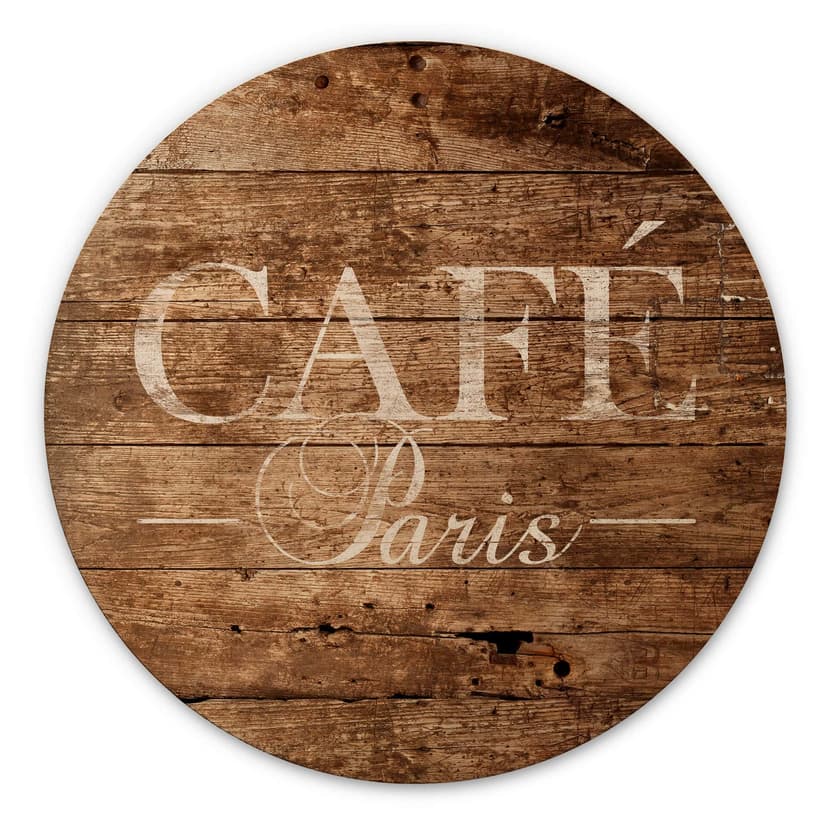 Obraz drewniany Café Paris - okrągły
