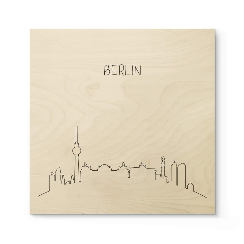 Plakat drewniany Skyline Berlin Outline