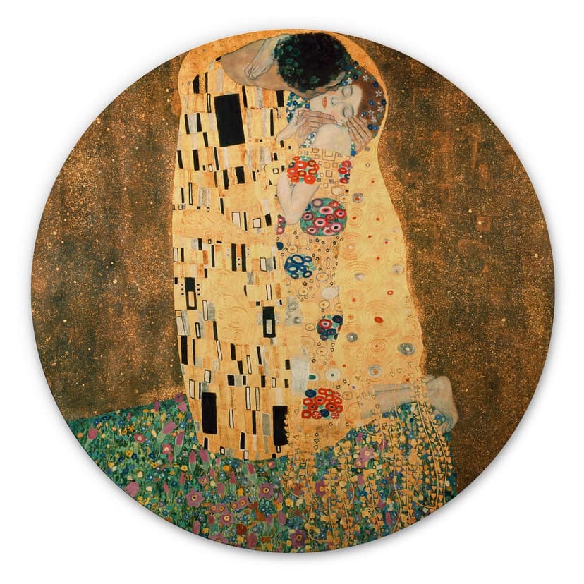 Obraz drewniany Klimt - Pocałunek - okrągły