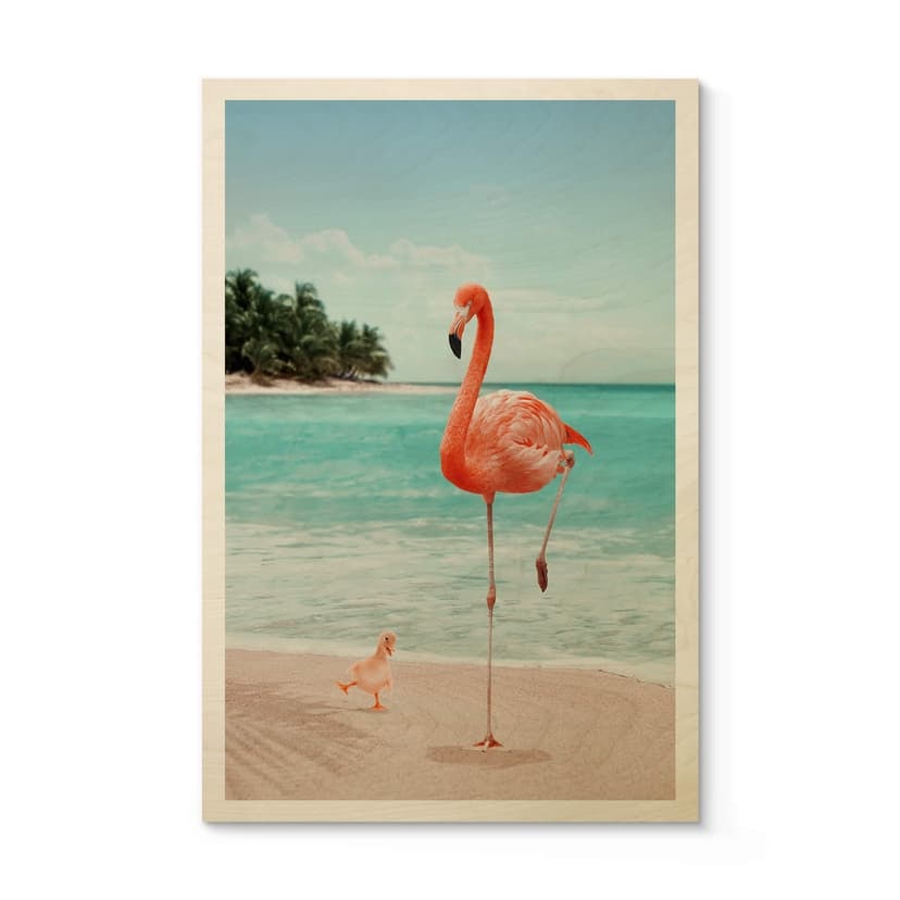 Plakat drewniany Loose - Wannabe Flamingo
