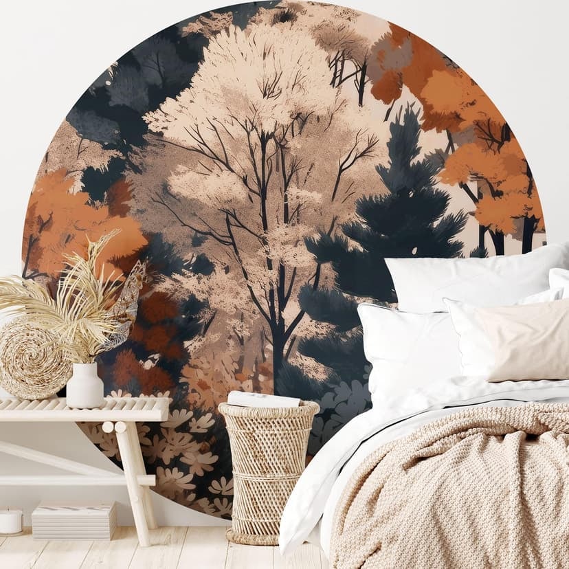 Fototapeta Kolorowy jesienny las - Jaszke - Okrągły - tapeta flizelinowa/tapeta flizelinowa samoprzy
