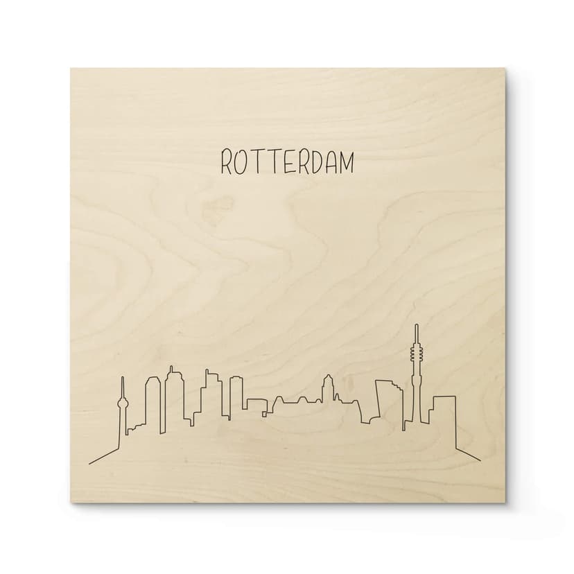 Plakat drewniany Skyline Rotterdam Outline