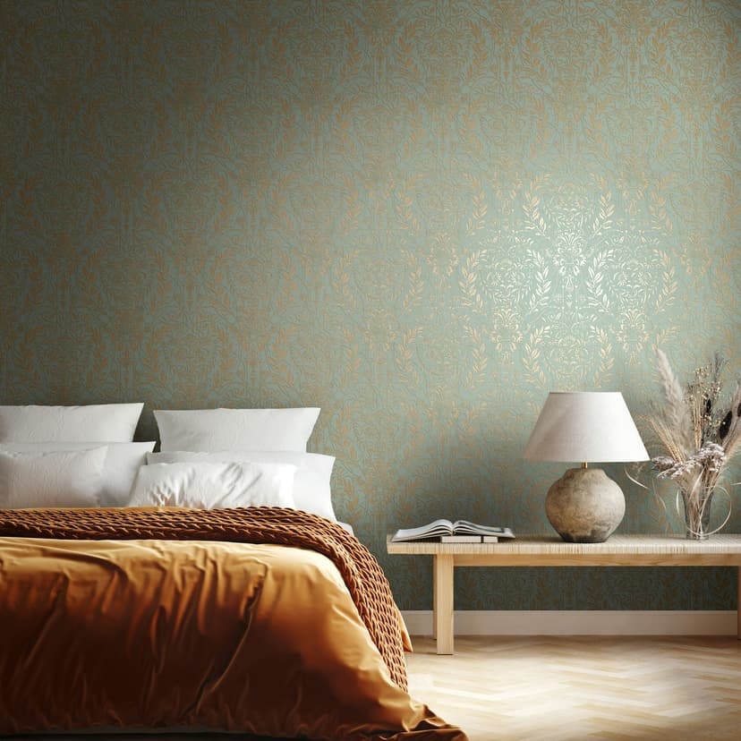 Tapeta z włókniny Ornament Floral Nature w kolorze zielonym