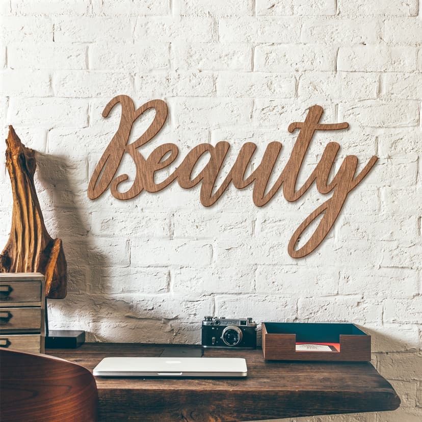 Drewniane litery - Beauty - Mahoń