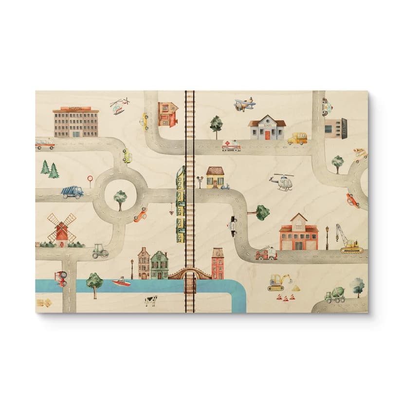 Plakat drewniany do pokoju dziecięcego Oliver Robins - Play street