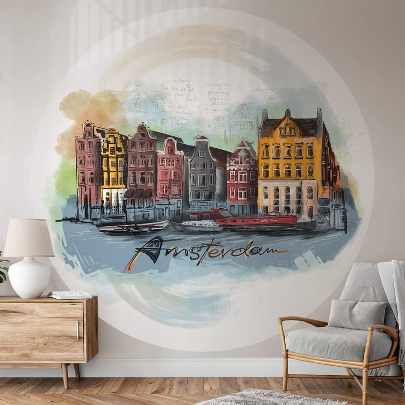 Fototapeta Amsterdam - okrągła - Pokochaj swoje miasto - tapeta flizelinowa/tapeta flizelinowa samop