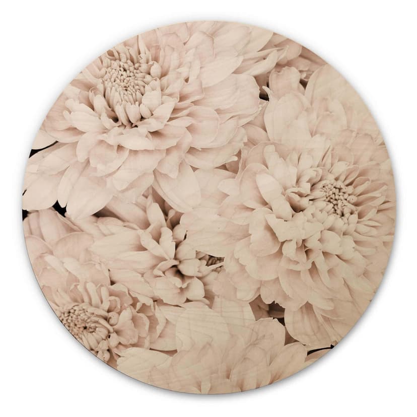 Obraz drewniany 1X Studio - Aster Apricot - okrągły