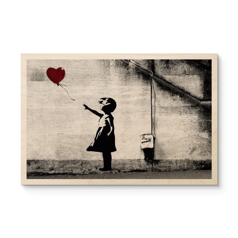 Plakat drewniany Banksy - Dziewczynka z balonem