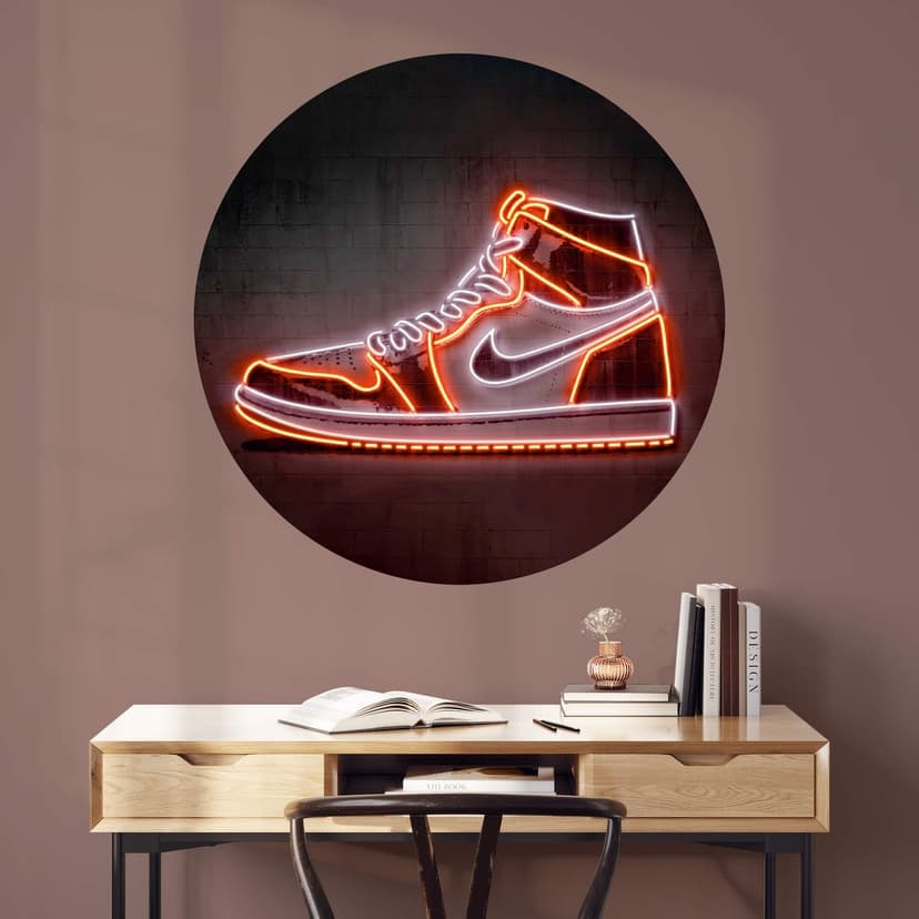 Neonowa Naklejka na ścianę od Mielu - okrągła podświetlana dekoracja dla fanów sneakersów