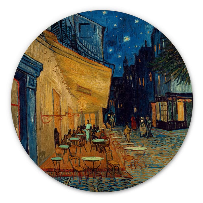Obraz drewniany van Gogh - Taras kawiarni wieczorem - Okrągły