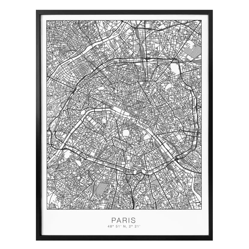 Plakat mapa miasta Paryż
