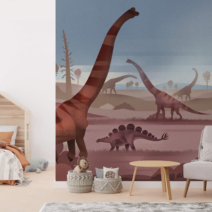 Fototapeta do pokoju dziecięcego W krainie dinozaurów - brązowa