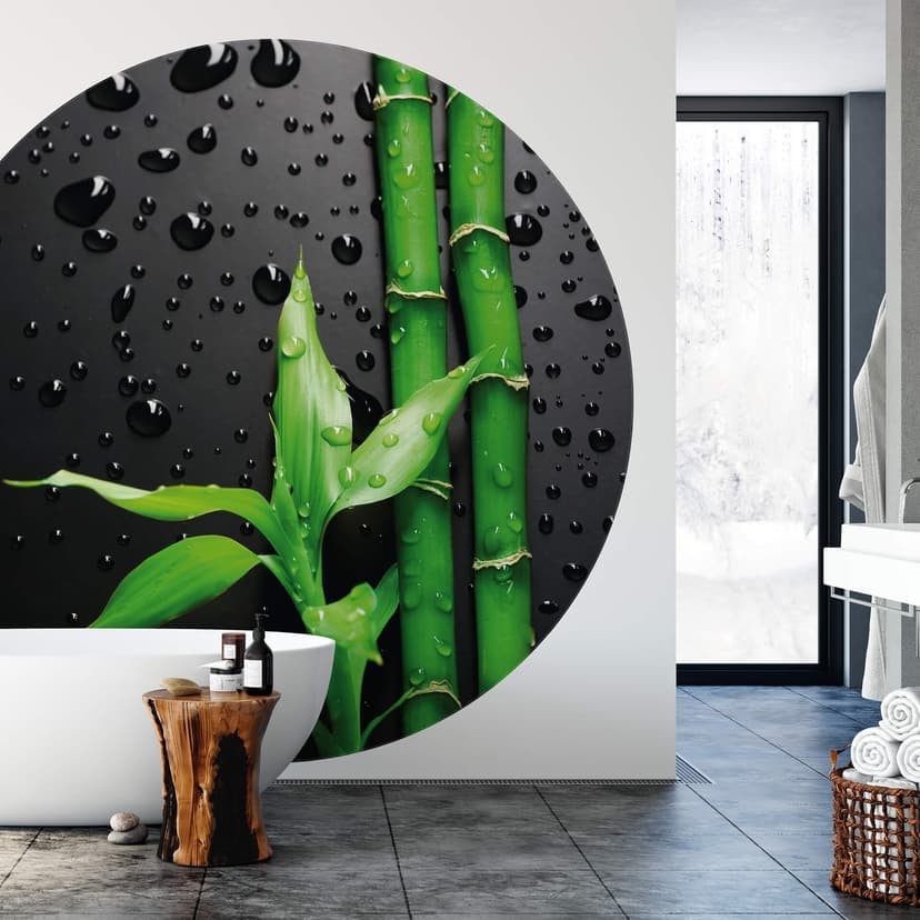 Bamboo over Black - Fototapeta okrągła - tapeta flizelinowa/tapeta flizelinowa samoprzylepna