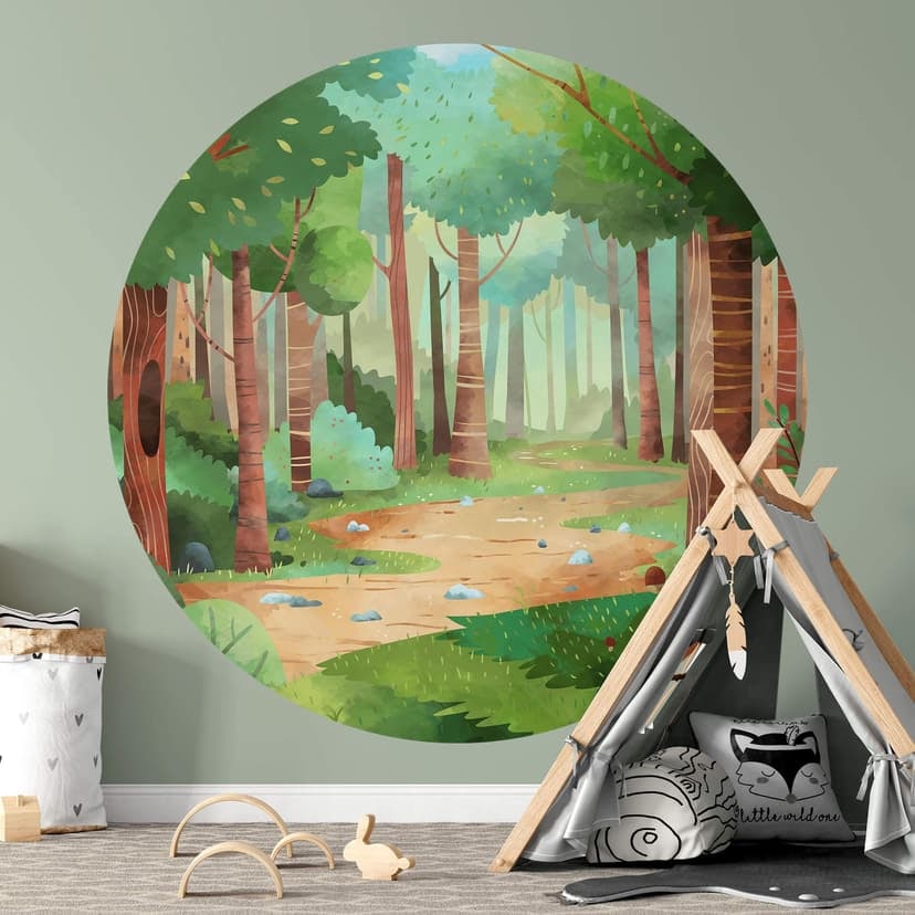 Fototapeta Zielona leśna ścieżka - DigitalArtsi - Okrągła - tapeta flizelinowa/tapeta flizelinowa sa