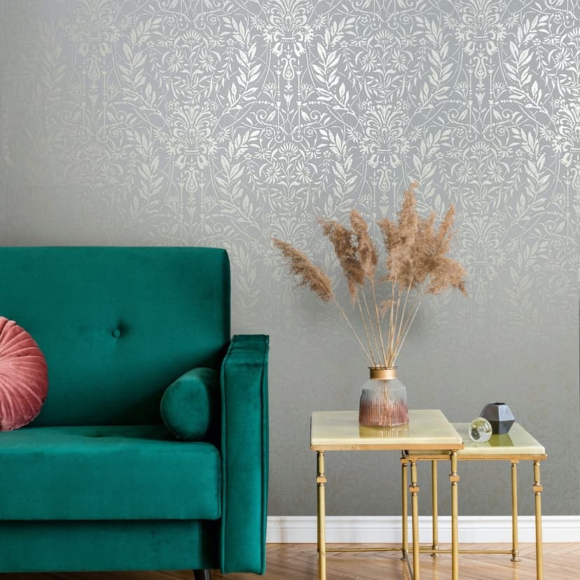 Tapeta z włókniny Ornament Floral Nature w kolorze szaroniebieskim
