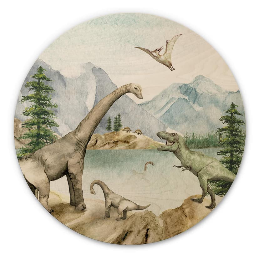 Obraz drewniany Kikki Belle - Dinowelt - Okrągły
