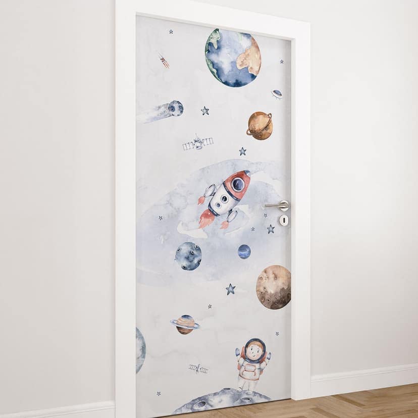 Folia na drzwi do pokoju dziecięcego - Space - Kvilis - Samoprzylepna dekoracja drzwi