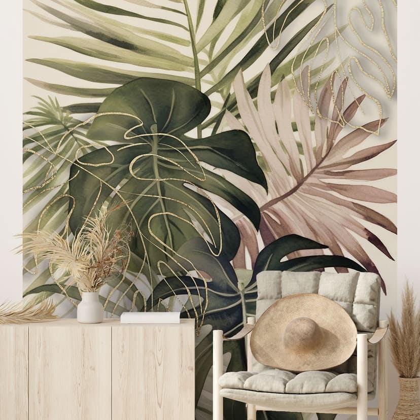 Fototapeta - tropikalne liście boho - tapeta dżungla - Haase