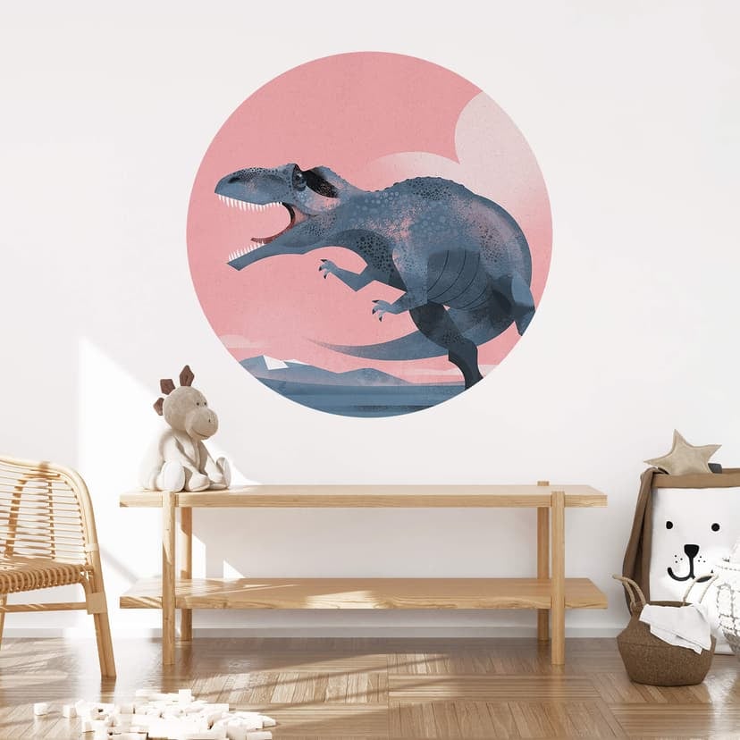 Naklejka na ścianę Dinozaur - Giganotozaur okrągły - Brązowy
