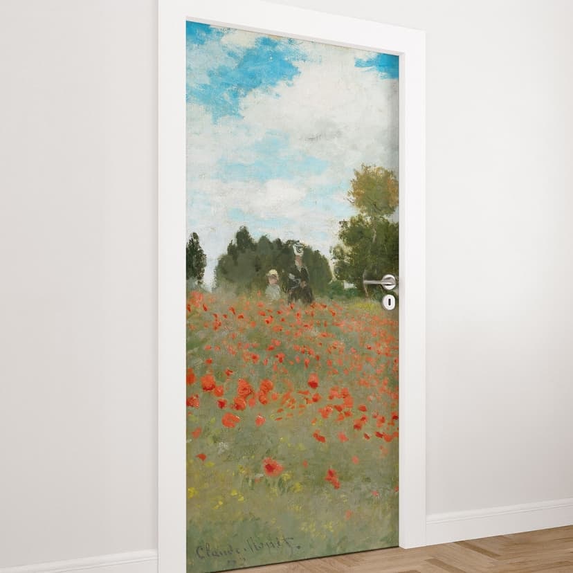Folia na drzwi Pole maków w pobliżu Argenteuil - Monet - Samoprzylepna dekoracja drzwi