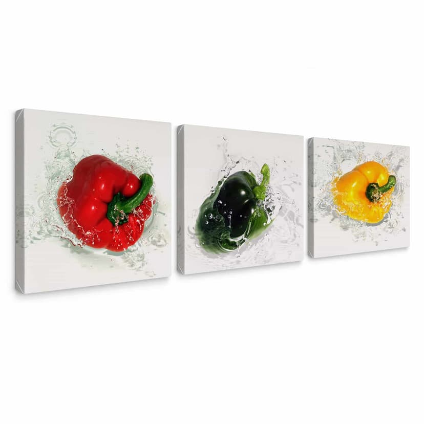 Obraz na płótnie Splashing Paprika (3 sztuki)