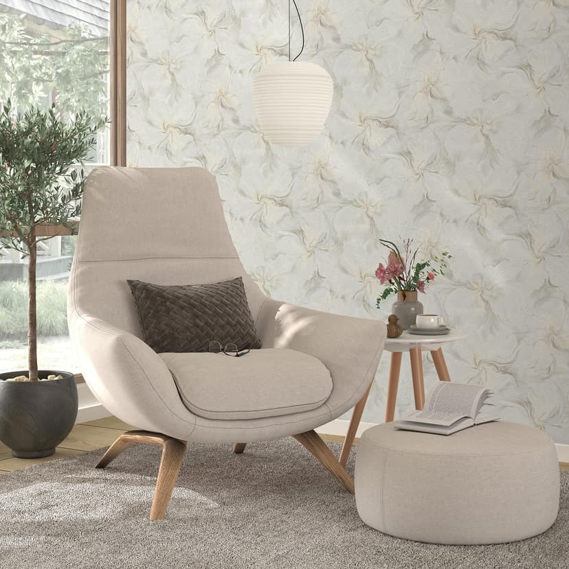 Tapeta z włókniny, motyw kwiatowy Aurora cream