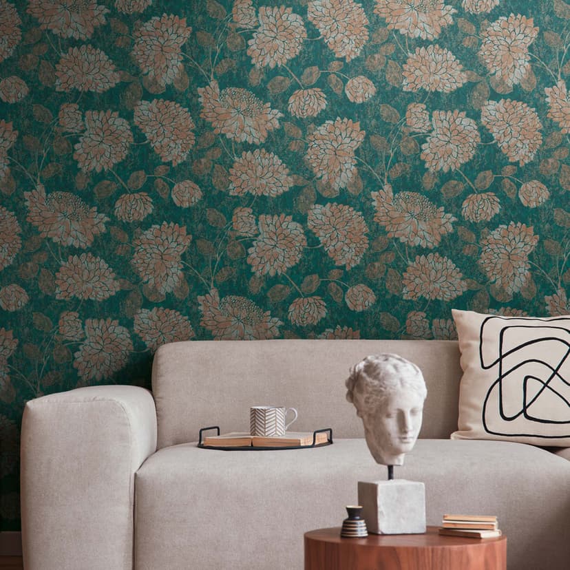Tapeta Floral Green Gold - tapeta z włókniny A.S. Création