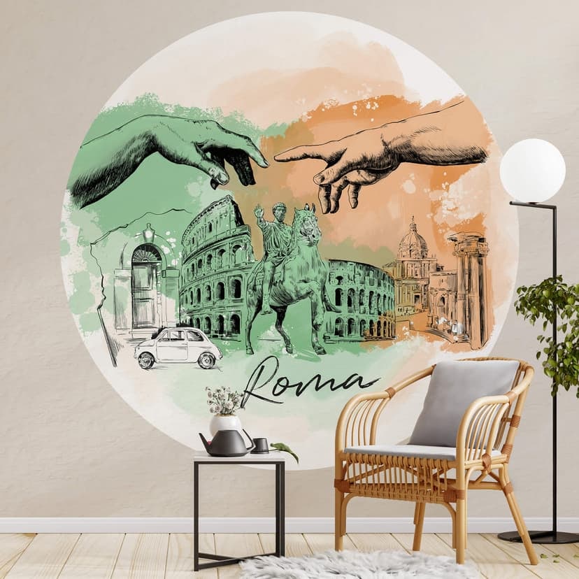 Fototapeta Roma - okrągła - Pokochaj swoje miasto - tapeta flizelinowa/tapeta flizelinowa samoprzyle