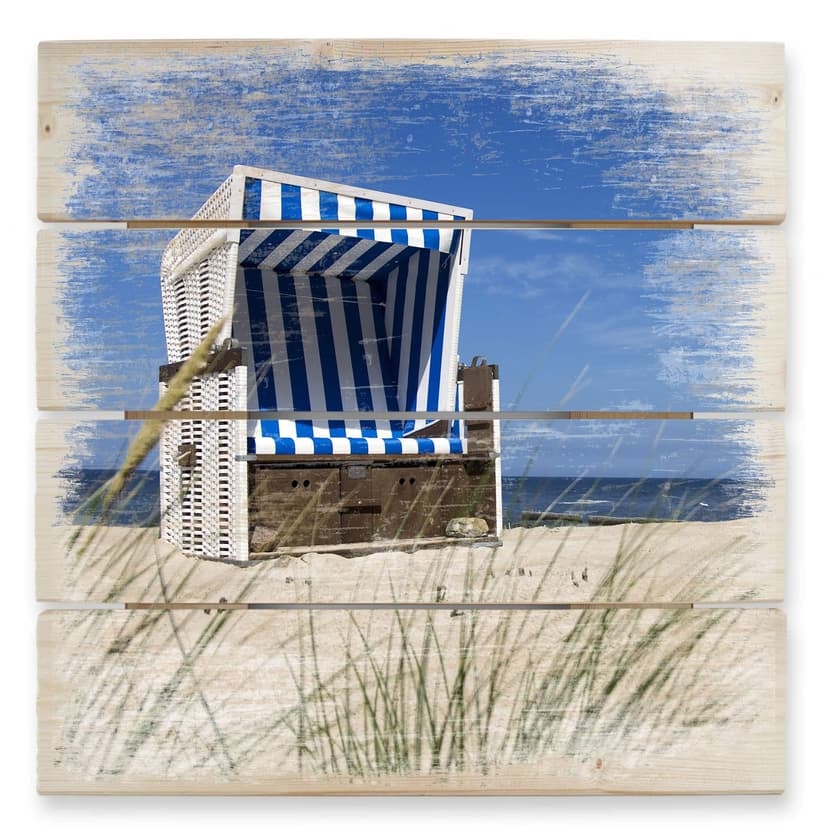 Obraz drewniany krzesło plażowe - 40x41,5 cm