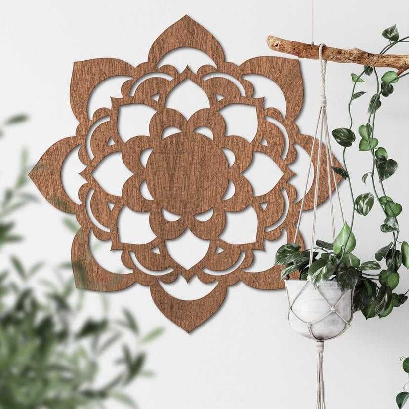 Dekoracja drewniana mahoń - Mandala Lotos