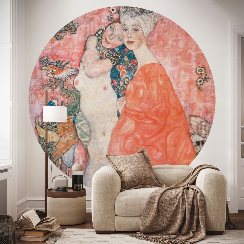 Fototapeta Klimt - Dziewczyny - Okrągła - Samoprzylepna / włókninowa