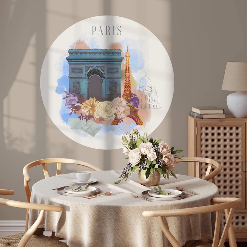 Naklejka na ścianę Paris - okrągła - Love your City