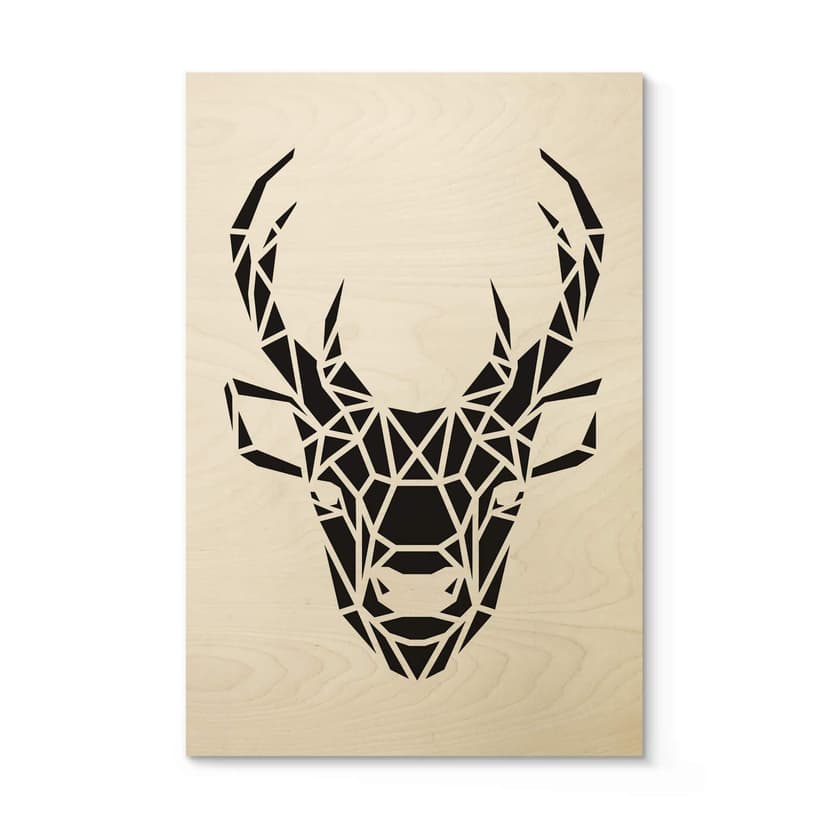 Plakat drewniany origami głowa jelenia
