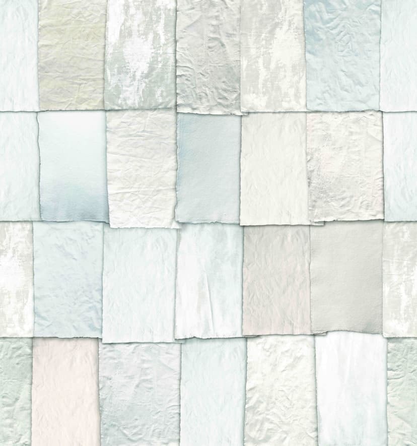 Fototapeta Patchwork o wyglądzie papieru w kolorze białym i beżowym z delikatną fakturą 3,4 x 3,18 m