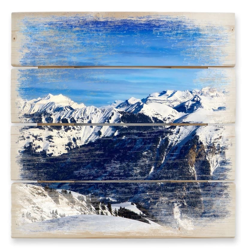 Obraz drewniany Panorama alpejska - 40x41,5 cm