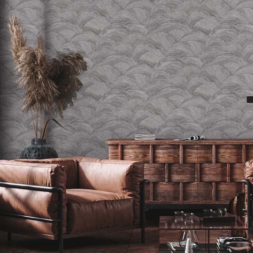 Szara, srebrna nowoczesna tapeta z włókniny fale - designerska tapeta do salonu z wzorem
