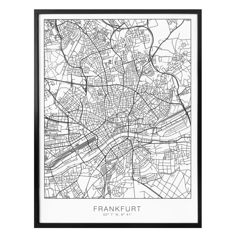 Plakat mapa miasta Frankfurt