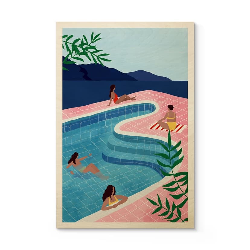 Plakat drewniany Relaks przy basenie - Tomljanovic