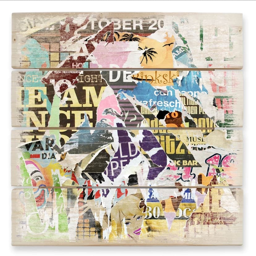 Obraz drewniany Plakat rozdarty 2 - 40x41,5 cm